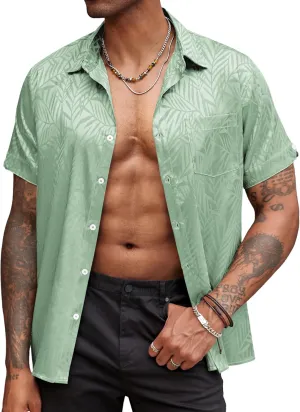 Satin Dress Shirts Summer Beach Wedding Shirt COOFANDY Mens Silk Button Down evacuate vulnerable lubricant gel dispute imitation Short Sleeve Shirt 