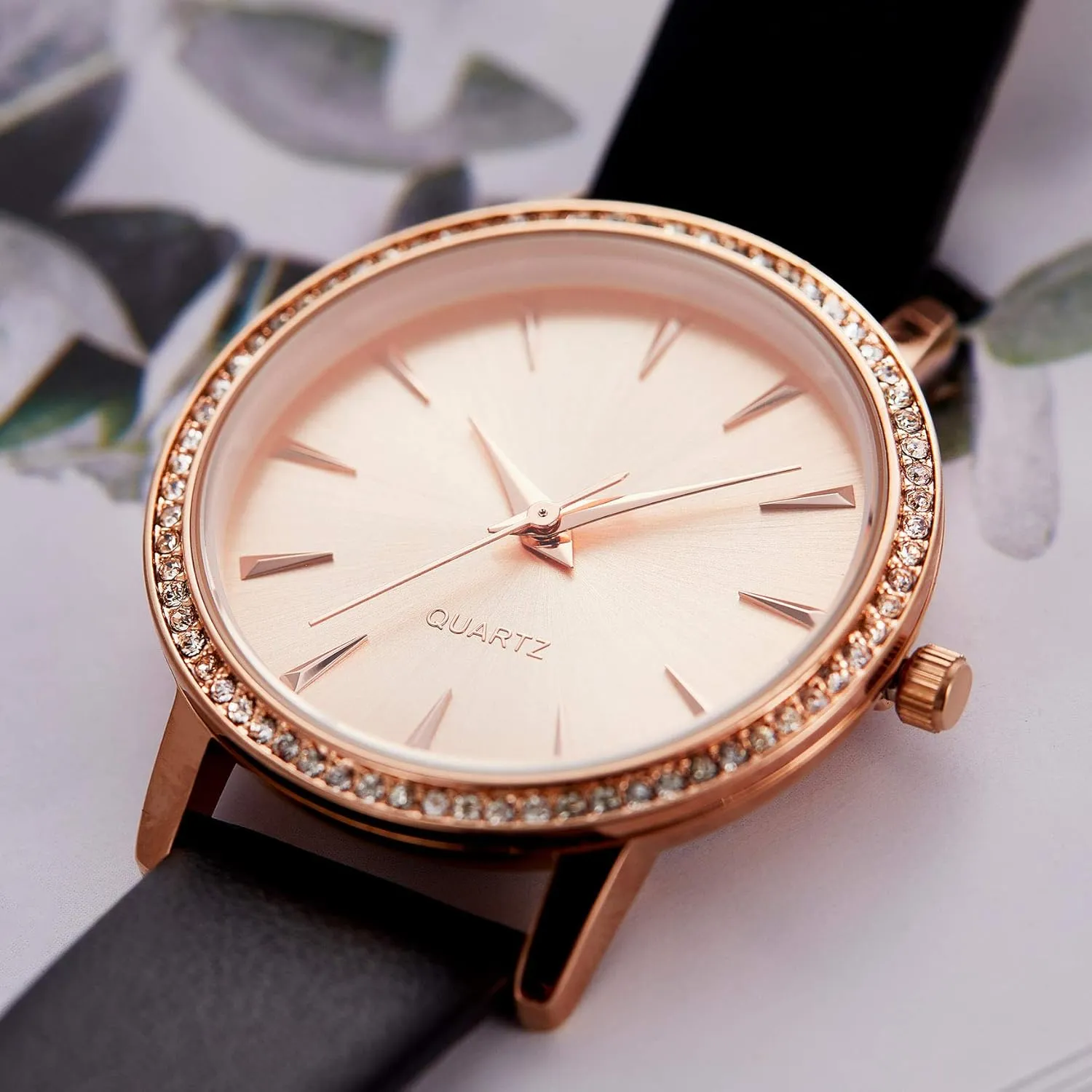 Satin Genuine Leather Strap Elegant Minimalist Waterproof Women's Watches with Stainless pine Steel Square Round Dial Quartz Watch with 