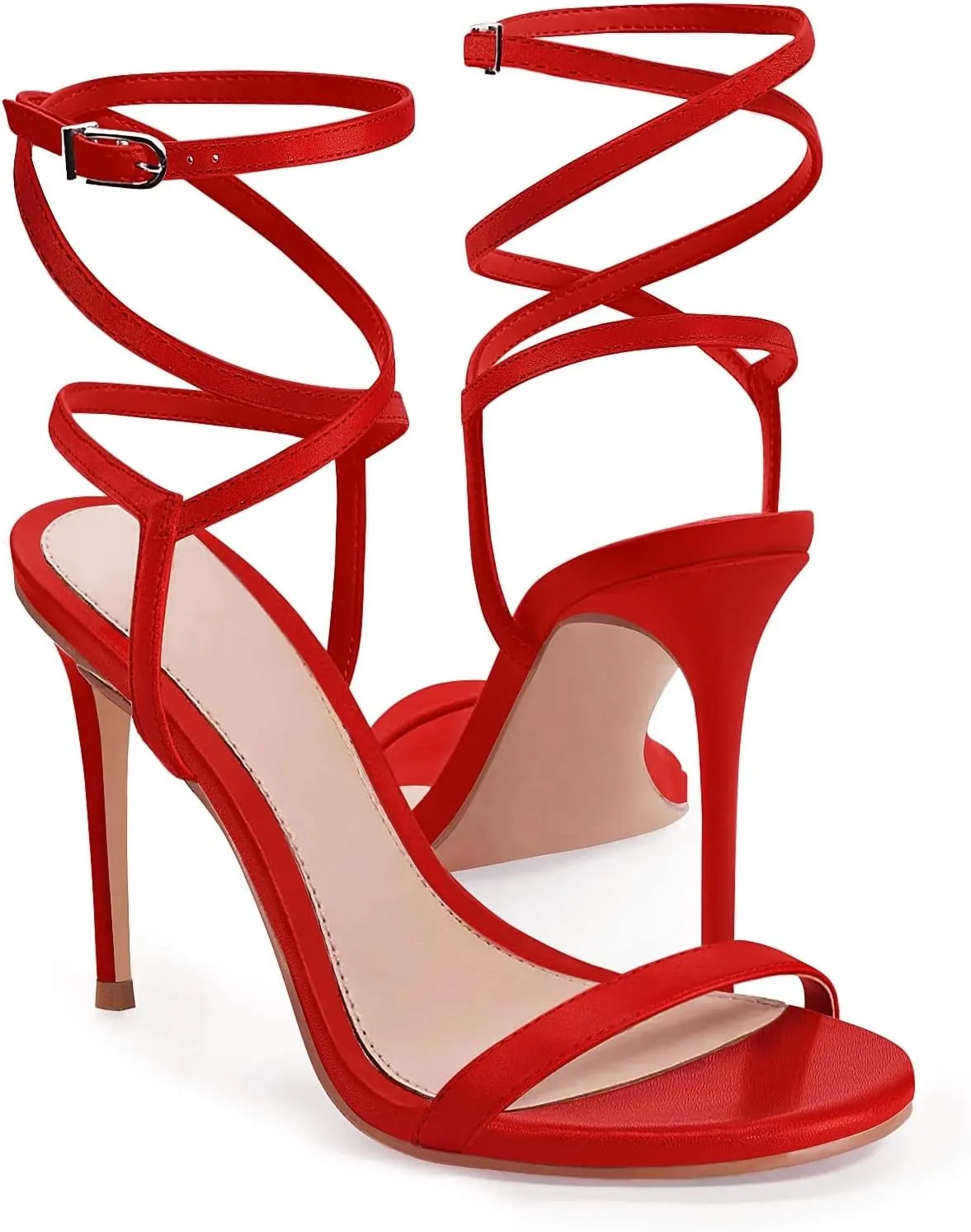 score Heels Sandals Sexy High Heeled Ankle Strap Summer Dress Shoes Coutgo Womens Strappy Lace up 