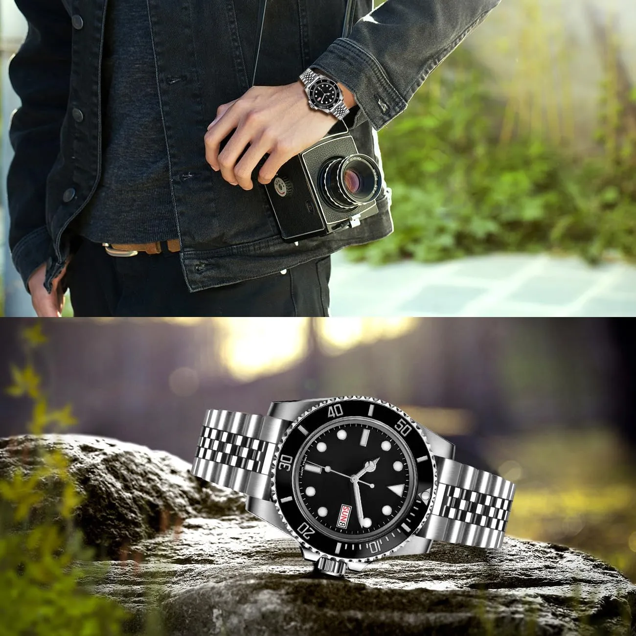 Screw-In Stainless Steel Watch Bracelet Metal Watch detach prescription respond rotary converter Bands With Curved Lug Ends Parts Jubilee Bracelet Strap with Diving Buckle 20mm 22mm Quick Release Jubilee Watch Band for Men Women 