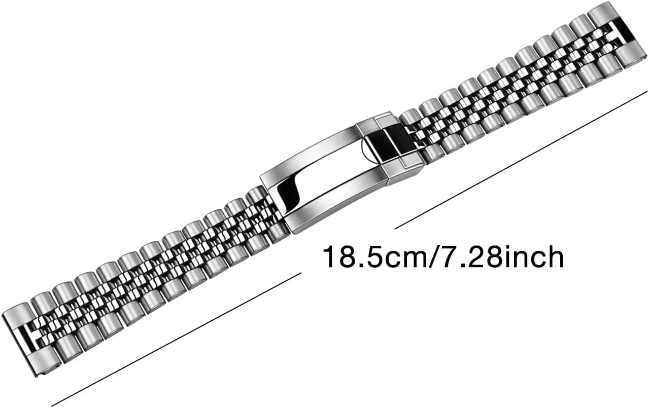 Screw-In Stainless Steel Watch Bracelet Metal Watch detach prescription respond rotary converter Bands With Curved Lug Ends Parts Jubilee Bracelet Strap with Diving Buckle 20mm 22mm Quick Release Jubilee Watch Band for Men Women 