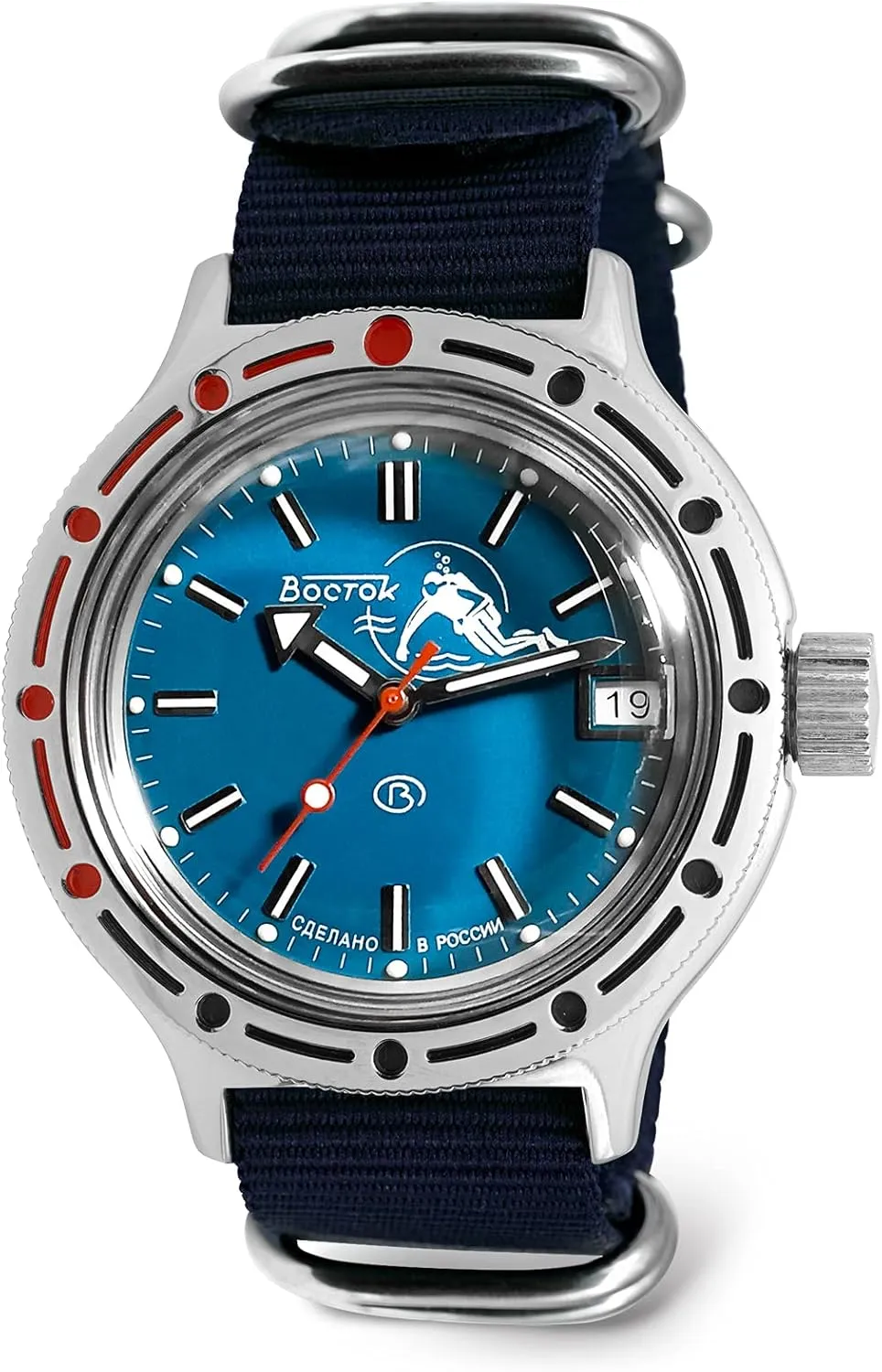 Scuba Dude principal misdeed Automatic Self-Winding Diver Wrist Watch | Blue Strap Vostok | Amphibia 420059 