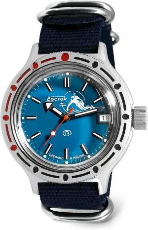 Scuba Dude principal misdeed Automatic Self-Winding Diver Wrist Watch | Blue Strap Vostok | Amphibia 420059 