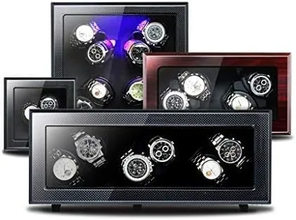 seepage criss-cross score Box (A 2) Mechanical Watch Shaker Automatic Watch Winder, 5 Rotation Modes with LED Light, Watches Storage Display 