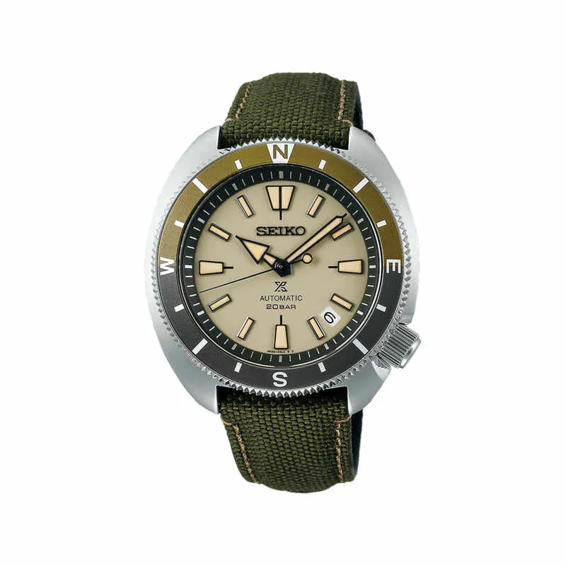 Seiko Land Tortoise Prospex Men Automatic Diver Watch SRPG13J w. Green Polyester Strap