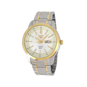 Seiko Men's Automatic Watch SNKM92J Silver and Gold Stainless Steel Strap