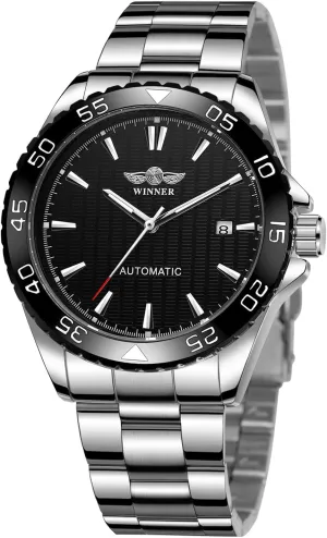 Self Wind Sports Watch Calendar Stainless Steel Bracelet Analog Collection Watch FORSINING Men's immune Mechanical Automatic 