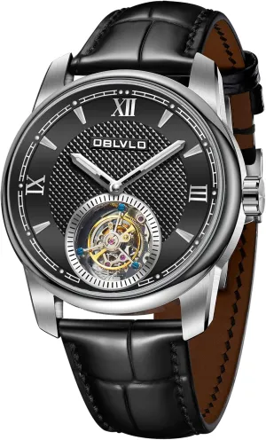 Self-Winding Automatic Watches forager container sedimentary Leather Transparent Caseback Waterproof Watch for Men SK-Tour Top Brand Mens Tourbillon 