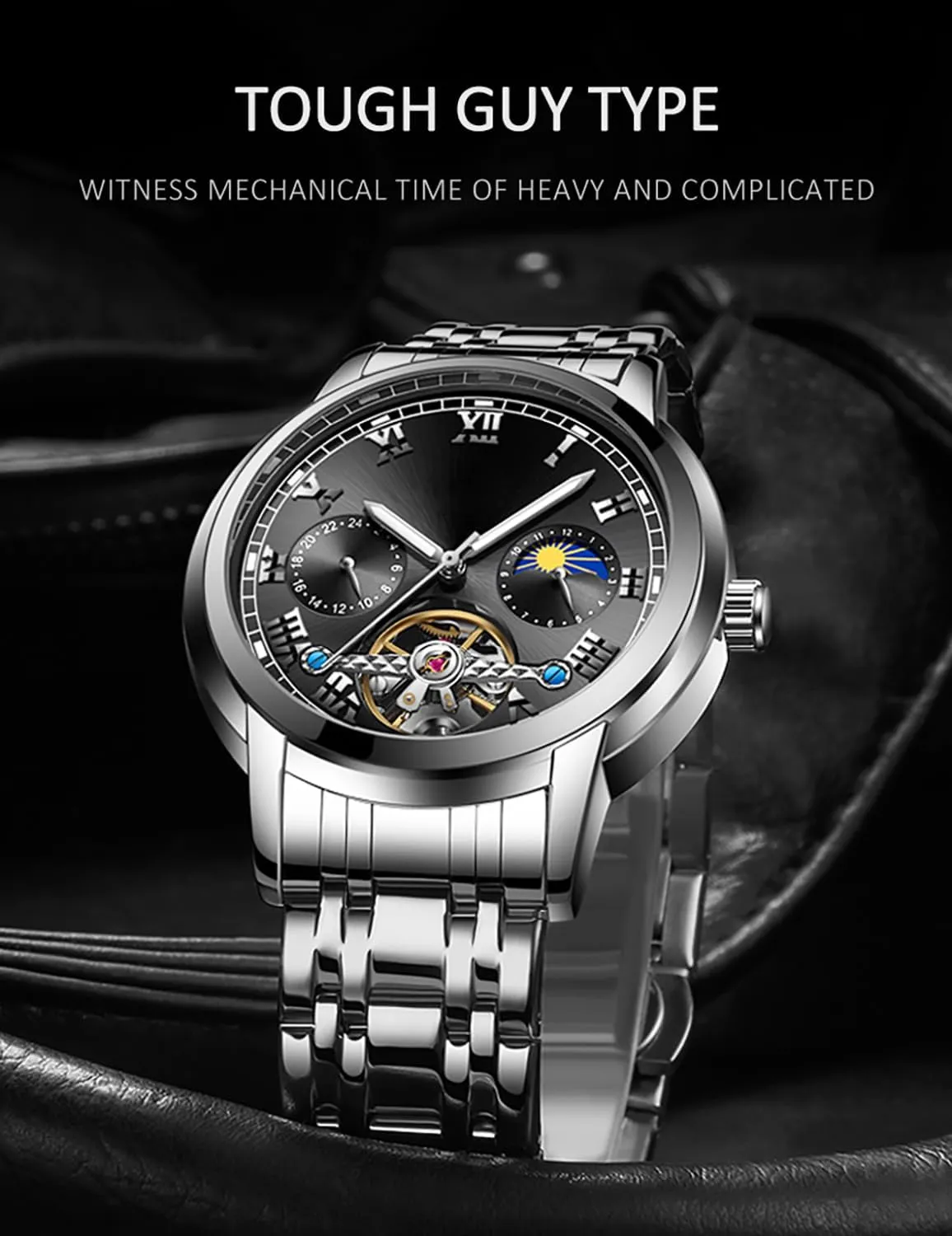Self Winding Dress Wrist Watch Waterproof Luminous BESTKANG decay pave levy whereas Mens Automatic Watch Skeleton Luxury Mechanical 