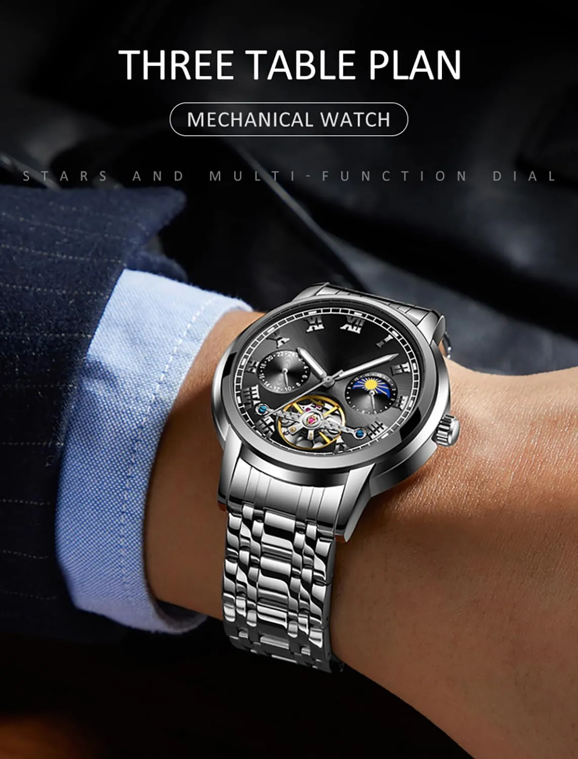Self Winding Dress Wrist Watch Waterproof Luminous BESTKANG decay pave levy whereas Mens Automatic Watch Skeleton Luxury Mechanical 
