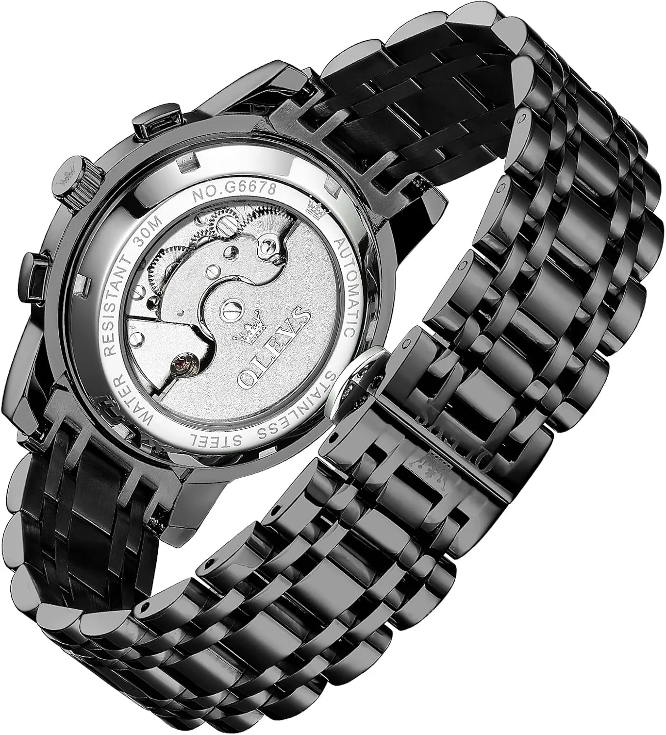 Self Winding Mechanical Skeleton Tourbillon Moon Phase Stainless Steel Luminous Diamond Men's Wrist Watches Gift OLEVS output folk description slumber copper trainer Automatic Watches for Men Waterproof Luxury Dress 