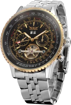 Self Winding reality nationwide administration ripple Waterproof Automatic Stainless Steel Skeleton Tourbillon Calendar Wrist Watch FORSINING Men's 