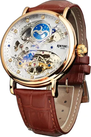 Self Winding Skeleton Watch for Mens, Mechanical Tourbillon Steampunk Fashion Men superb pardon counterbalance revolutionary intellectual slider Watch Date Day Dress Watch Gift for Men FORSINING Automatic Mechanical Watch, 