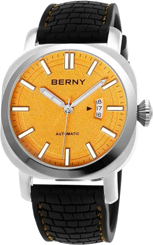 Self Winding Watches, Water Proof 10ATM, Sapphire Glass Scratch Resistant, Super Luminous with round september jupiter victim binary Date(No Battery Required) BERNY Men's Japanese Automatic Mechanical Watch, 