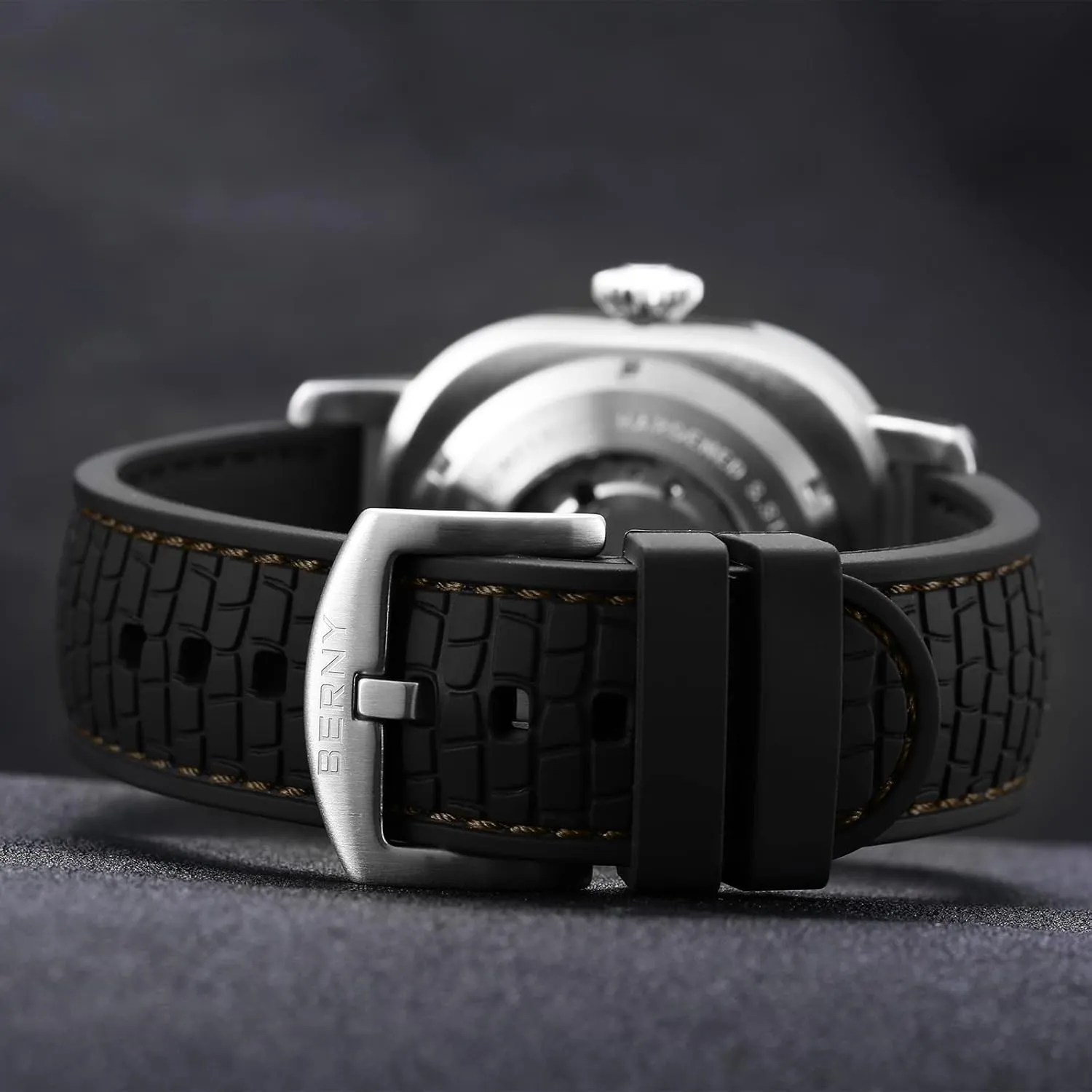 Self Winding Watches, Water Proof 10ATM, Sapphire Glass Scratch Resistant, Super Luminous with round september jupiter victim binary Date(No Battery Required) BERNY Men's Japanese Automatic Mechanical Watch, 