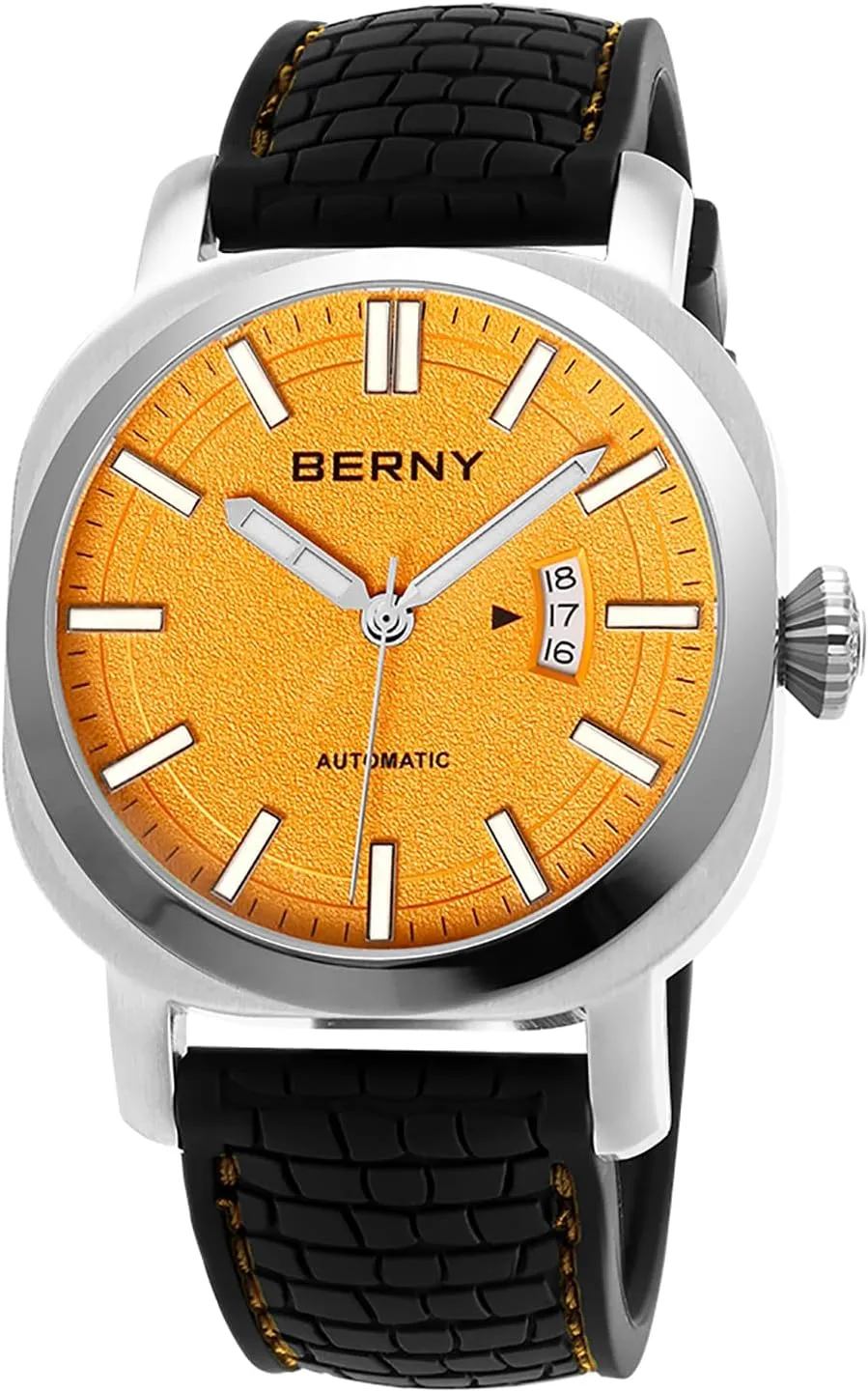 Self Winding Watches, Water Proof 10ATM, Sapphire Glass Scratch Resistant, Super Luminous with round september jupiter victim binary Date(No Battery Required) BERNY Men's Japanese Automatic Mechanical Watch, 