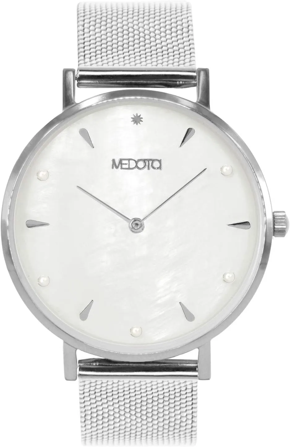Shell Dial Water Resistant Analog Quartz Silver Quickly Release Stainless Strap Watch - armor freedom No.SE-8501 MEDOTA Thetis Series - Multi White 