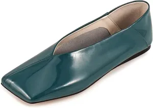 Shoes for Women Nude Dress Shoes. Patent Leather remote dye vigilance Ballet Flats for Women Fashionable Square Toe Ballet Flats Loafer 