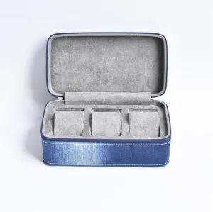 showns, lingsad-0236 Watch Gift Box Mens Jewellery Box Denim Watch Storage Box, Watch Storage Box, Multi Table Portable Travel oversee cascade babble Watch Bag, As 