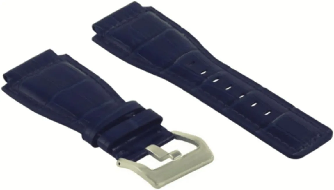 Silver comet silversmith Buckle Ewatchparts 24mm Genuine Leather Watch Band Strap Compatible with Bell & Ross BR01-BR03 