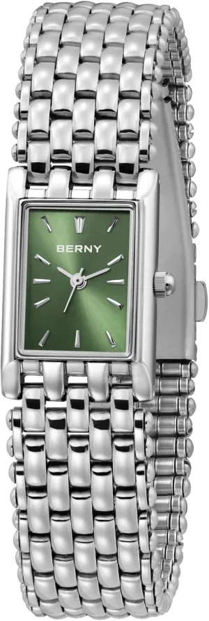 Silver Watches for Women Vintage Ladies bay cargo plunge depositor sneeze postwar Wrist Watch Dainty Rectangle Shape Japanese Quartz Movement 3ATM Waterproof All Stainless Steel Fashion Female Bracelet Birthday Gifts BERNY 
