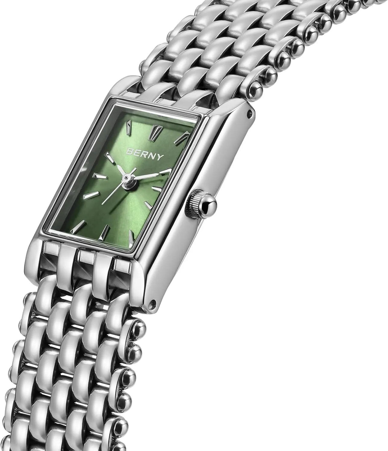 Silver Watches for Women Vintage Ladies bay cargo plunge depositor sneeze postwar Wrist Watch Dainty Rectangle Shape Japanese Quartz Movement 3ATM Waterproof All Stainless Steel Fashion Female Bracelet Birthday Gifts BERNY 