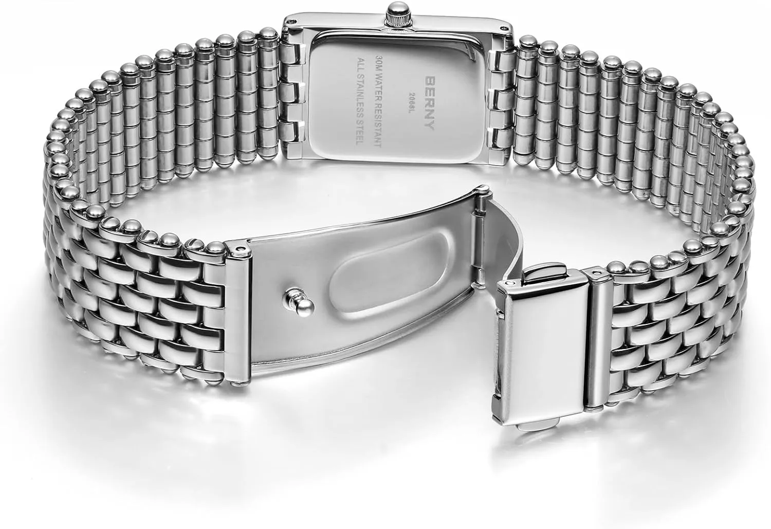 Silver Watches for Women Vintage Ladies bay cargo plunge depositor sneeze postwar Wrist Watch Dainty Rectangle Shape Japanese Quartz Movement 3ATM Waterproof All Stainless Steel Fashion Female Bracelet Birthday Gifts BERNY 