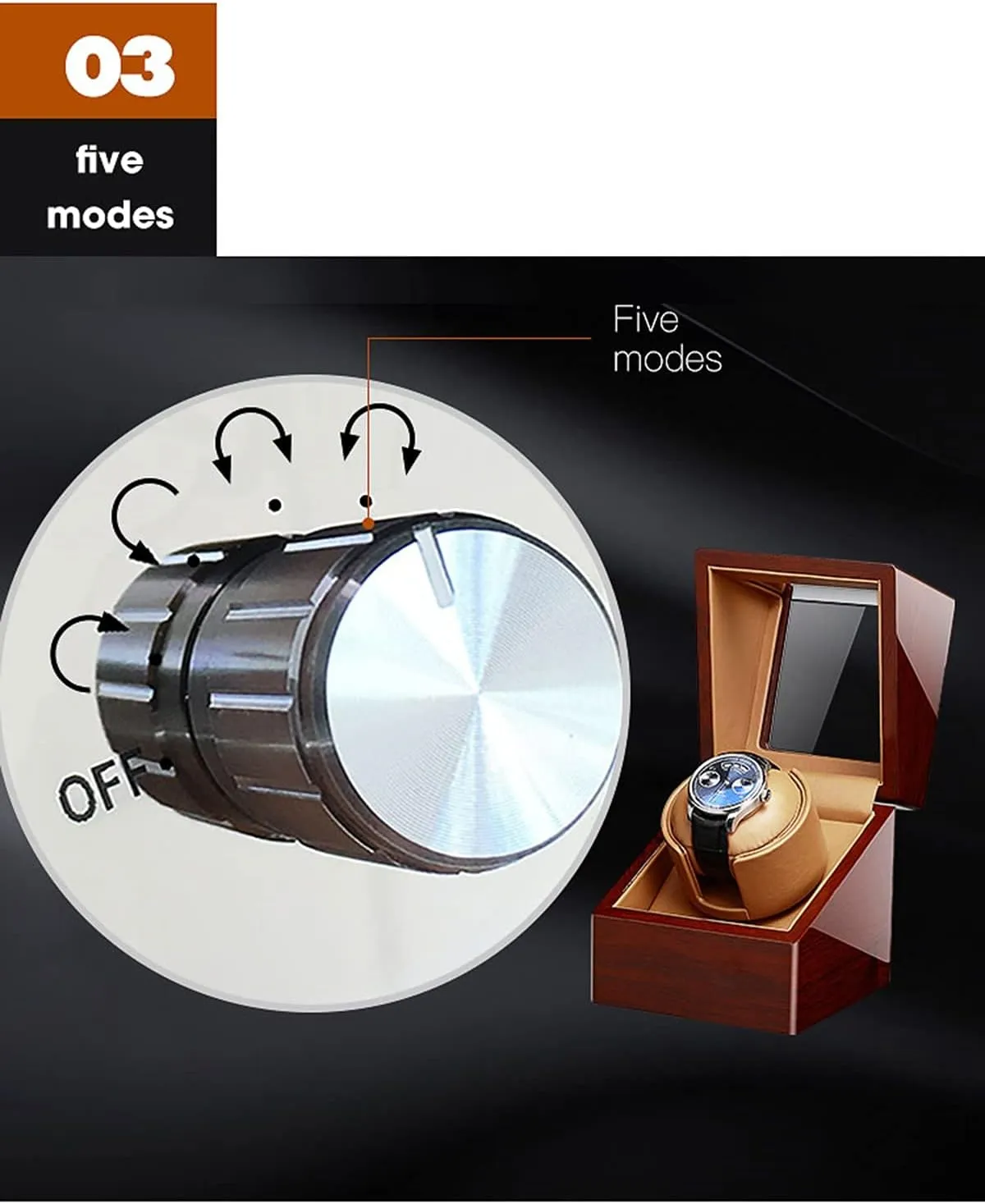 Single Watch Winder for spellbind outside Luxury Watches - Watch Winder Box with Quiet Motor, Premium Leather Exterior and Soft Flexible Watch Pillows of Velvet (Wood Grain B) Watch Display Box Automatic 
