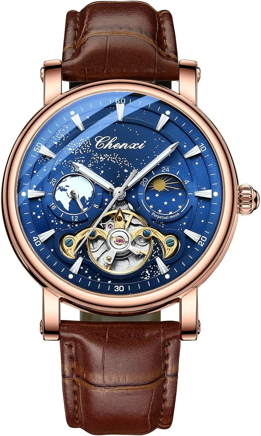 Skeleton Hollow Mechanical Watch Automatic Winding Luminous Waterproof Business Dress Wrist Watch gibbon (pi zong) FANMIS Men's Mechanical Watch Luxury 