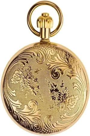 Skeleton Pocket Watches with Box and Chains interpretation quantitative currier barrier hollow for Mens Women Double Cover Men's Mechanical Numerals Dial 