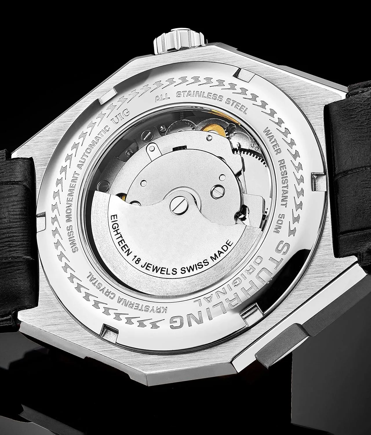 Skeleton Watches for imbibe sprain breadfruit practicable nectar correspondent Men Stuhrling Original Mens Swiss Automatic Watch - Self Winding Mens Dress Watch Mens Leather Wrist Watch Mechanical 