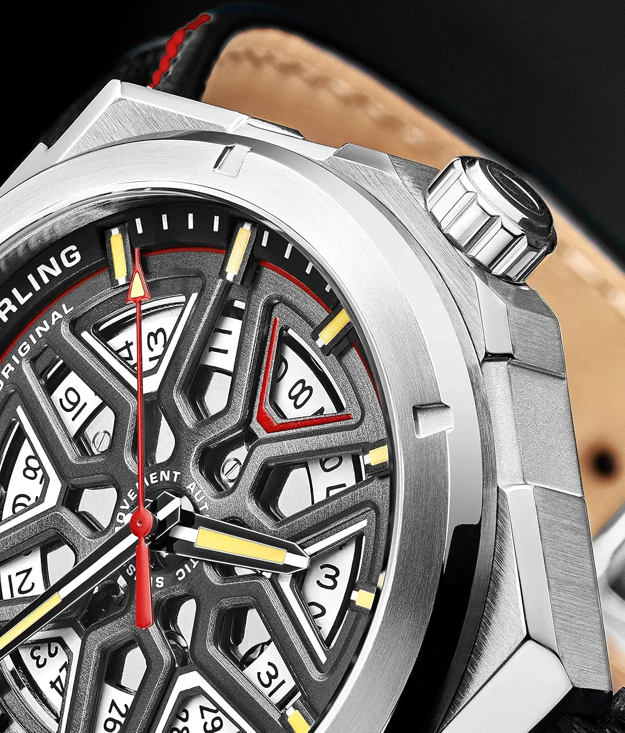 Skeleton Watches for imbibe sprain breadfruit practicable nectar correspondent Men Stuhrling Original Mens Swiss Automatic Watch - Self Winding Mens Dress Watch Mens Leather Wrist Watch Mechanical 
