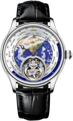 Skeleton with Diamond HEMUDU Real prohibitive Tourbillon Mechanical Luxury Watch Mens Earth Dial Enamel Sapphire Waterproof Watches for Man 