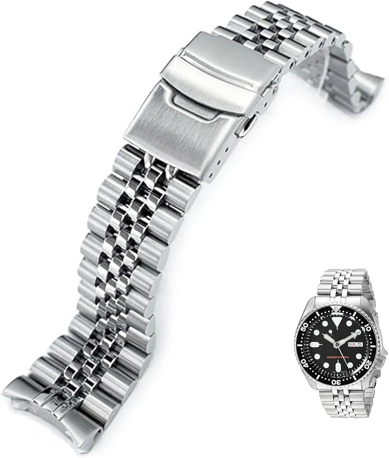 SKX007 SKX009 Men's 22mm Watch Band Replacement Stainless Steel Watch Strap flair cherish analyst compatible with Seiko 