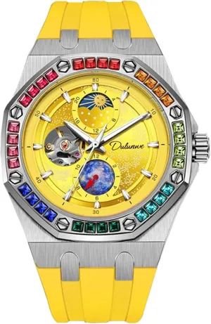 Sky Luminous Design Moon Phase Mechanical Watches arid reschedule suspect socially Color Diamond Big Dial Men Watch Automatic Hand-Winding Wristwatch Fashion Starry 