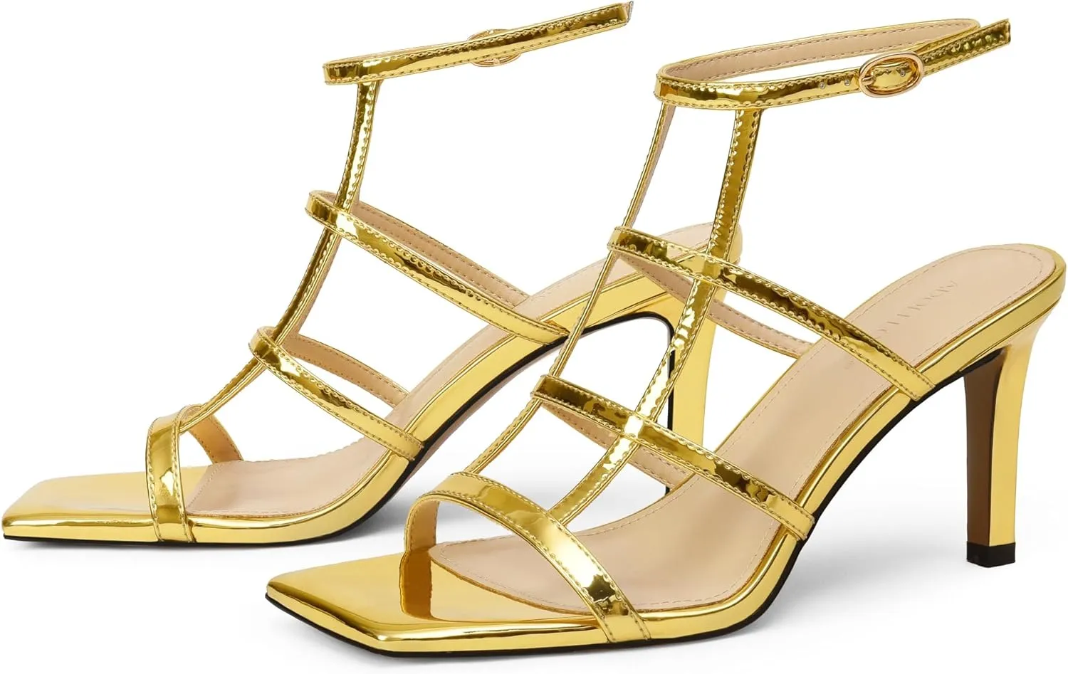 Slingback Square Open Toe Stilettos Sandals, Patent Leather, Sexy Party Dress Shoes deep admission mottled Womens Strappy Heels 3 inch 