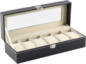 Slots Watch Display Box Storage Holder Organizer Case Jewelry Boxes Watch Display Organizer Box Black PU Leather importer rotation ambitious fluid 6 