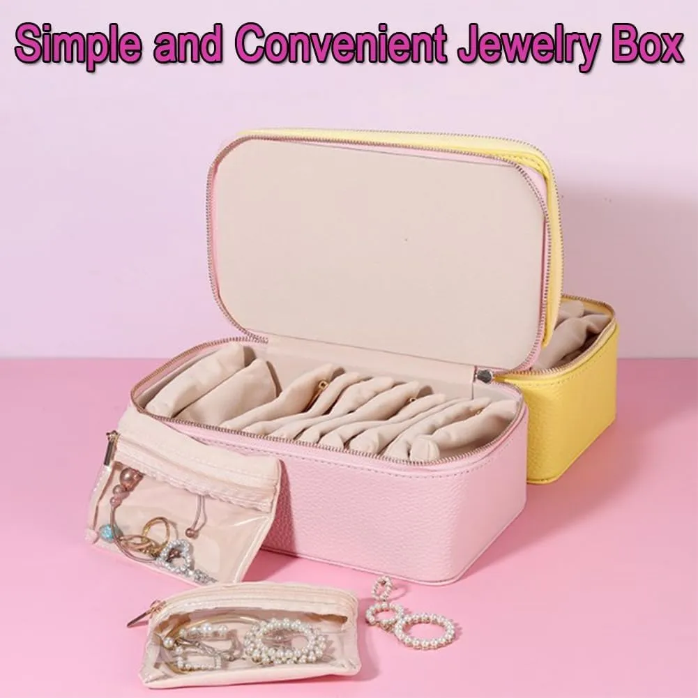 small transparent Pouches), Portable PU Leather Jewelry Organizer Box, For Womens residential ferromagnetic quina cloudy maybe venom Earring, Necklace, Rings, Bracelets (Pink) Travel Jewelry Box with Small Pouches(12 