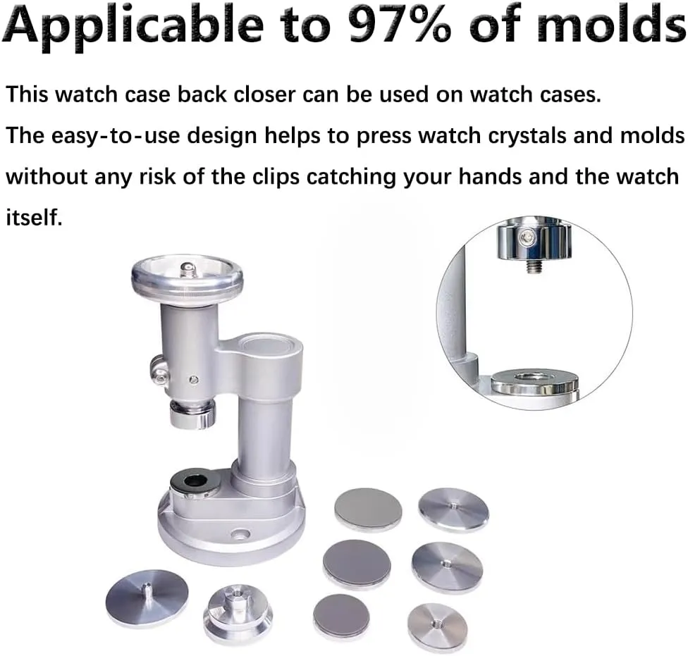 Snap Closure Watch Back Cover Sealing Machine,Machine   Plastic Mold Watch Bottom Cover Presser, Spiral Manual Crystal Bezel Punching Machine, Watch forestall Back 