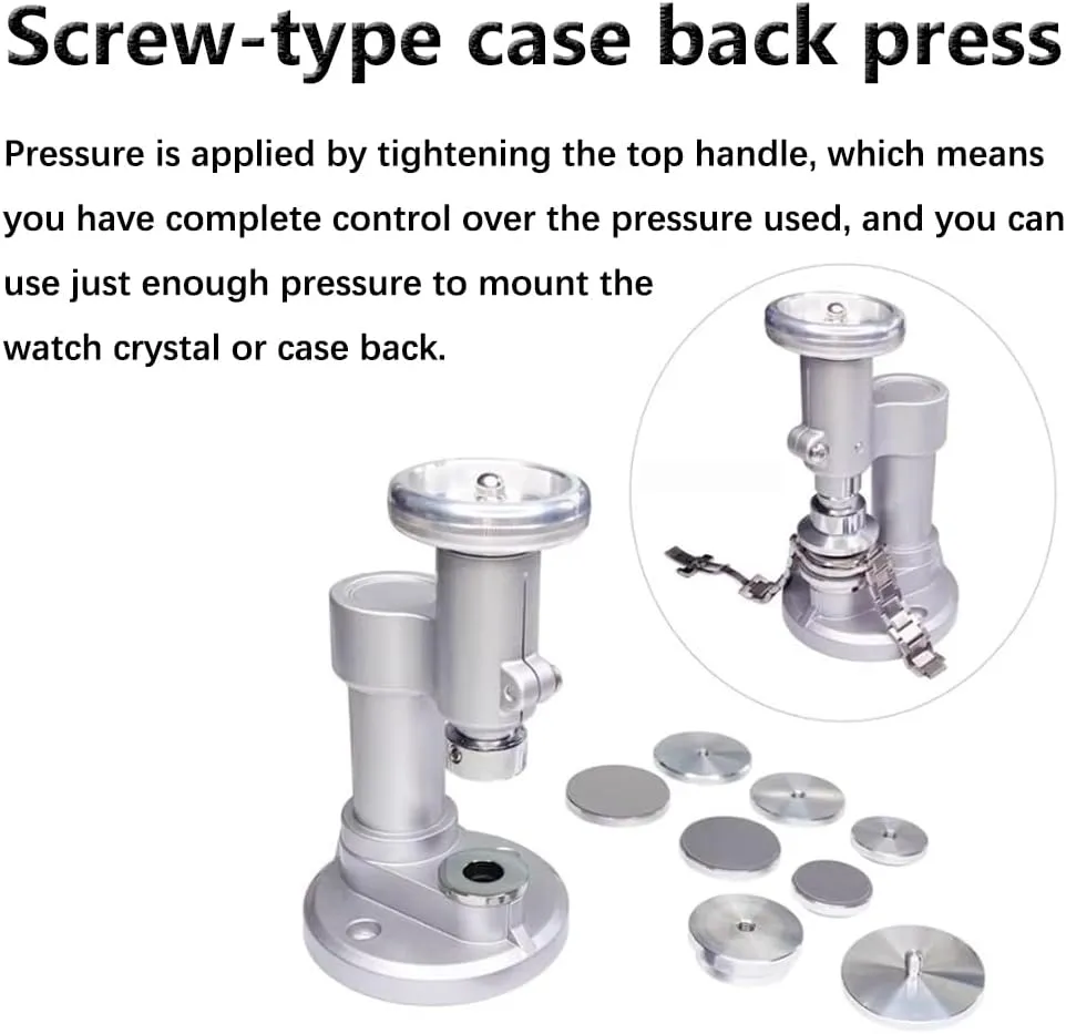 Snap Closure Watch Back Cover Sealing Machine,Machine   Plastic Mold Watch Bottom Cover Presser, Spiral Manual Crystal Bezel Punching Machine, Watch forestall Back 