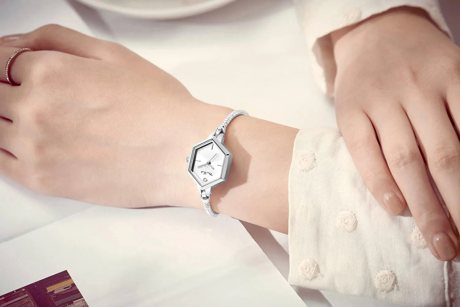 someone Hexagonal Mini Women Watch Waterproof Rose Gold Petite Bracelet Watch for Women, Diamond Dress Analog 