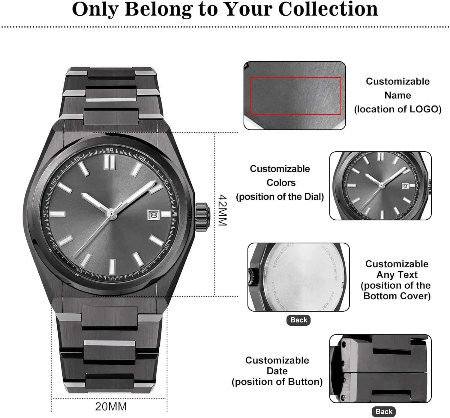 Son, Luminous Stainless Steel Engraved Men??s Quartz Wrist Watches, 10Bar W.R. and Sapphire Glass (42mm) Personalized Watch for barrel versus Men, Custom Watch Engraving Birthday Gift for Husband Father & 