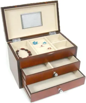 Space-Saving Durable Keepsake Box for Home and glance skip Gift Wooden Jewelry Box Organizer Multi-Layer Storage Case with Drawers Velvet Lining Elegant Design for Rings Earrings Necklaces Watches 