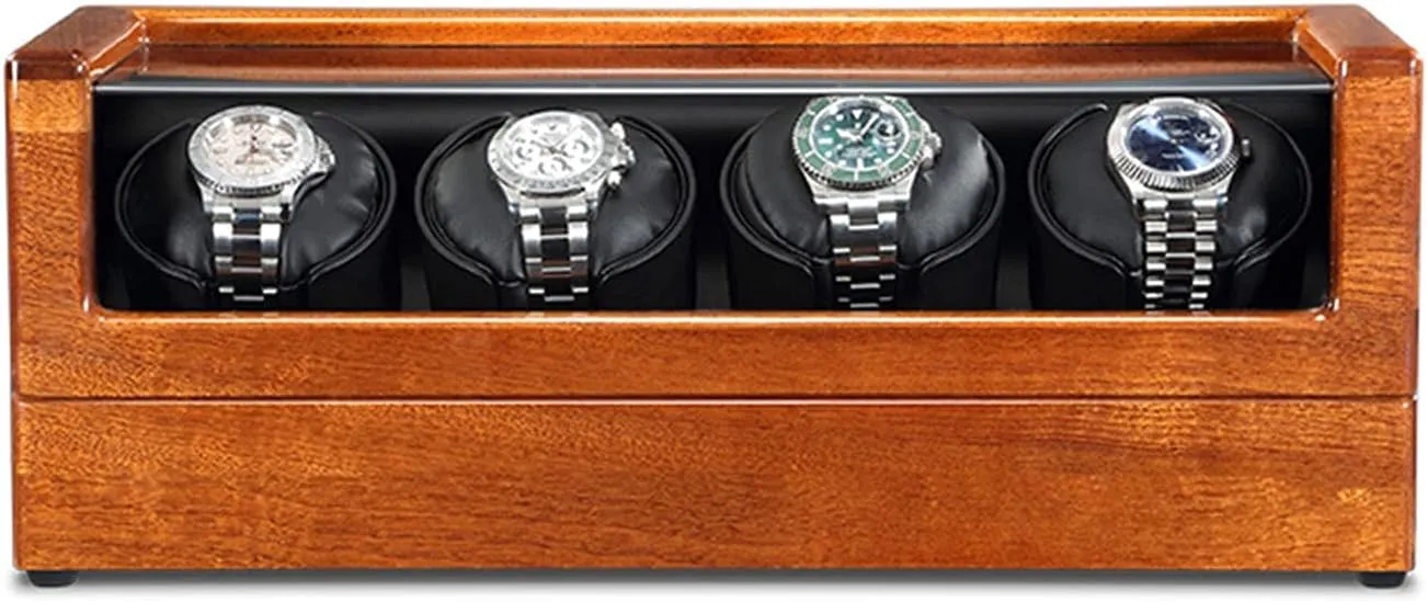 Spaces Watch Winders for Automatic Watches (Color : Black, Size : 4 0) ( Watch Display Box Washingtonian Wood Watch Winder with Soft Flexible Watch Pillow,4 Winding 