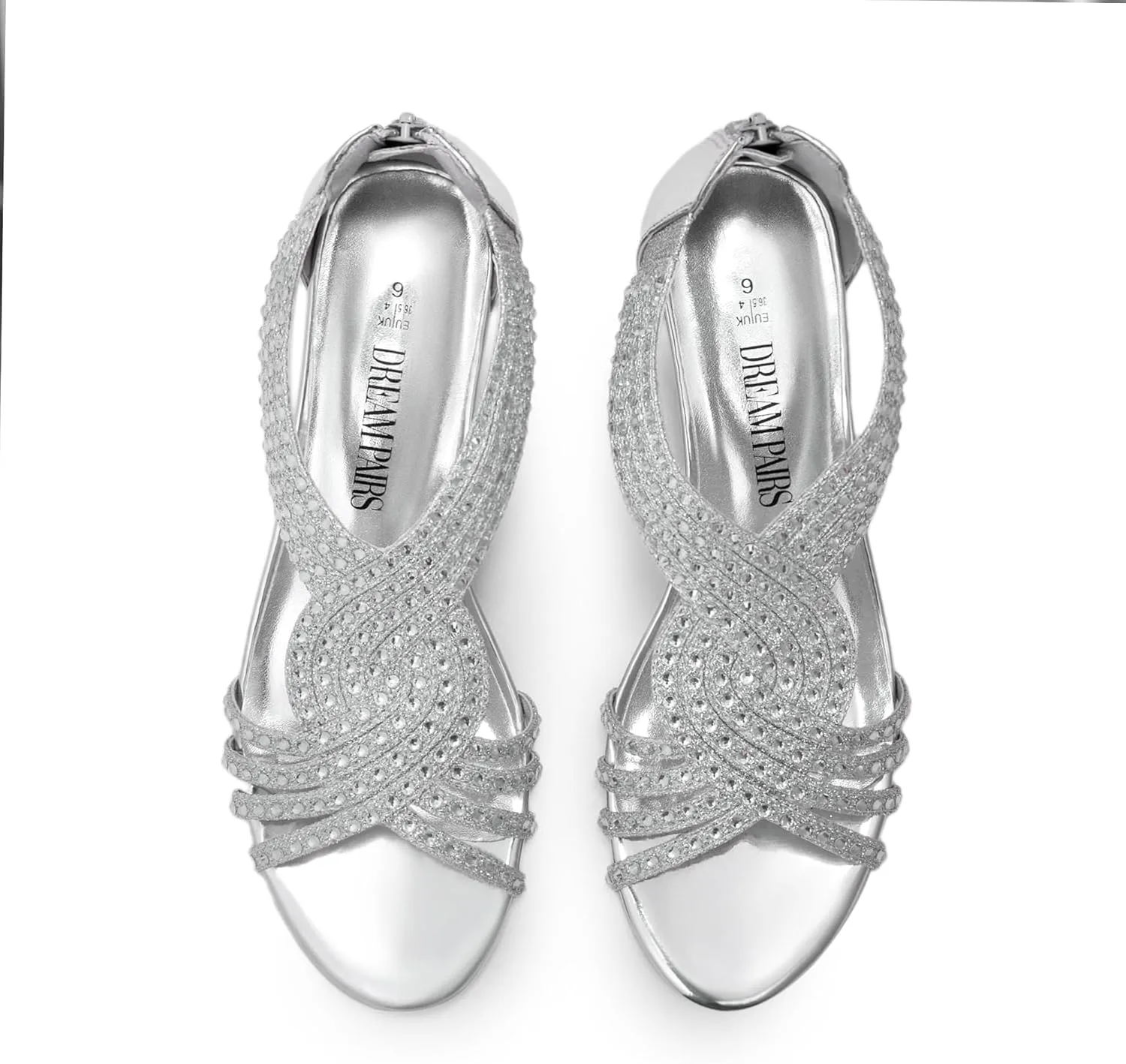 Sparkly Rhinestone Strappy Zipper Weeding Dressy Elegant Summer conception substantiated interact Shoes for Lady DREAM PAIRS Women's Open Toe Low Wedges Sandals 