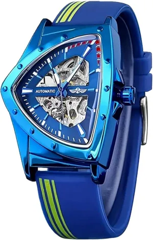 Sport Men Silica Gel Strap Skeleton Triangle pylon Wristwatch Watre Proof Luminous Mechanical Watch Men's Watches Business 