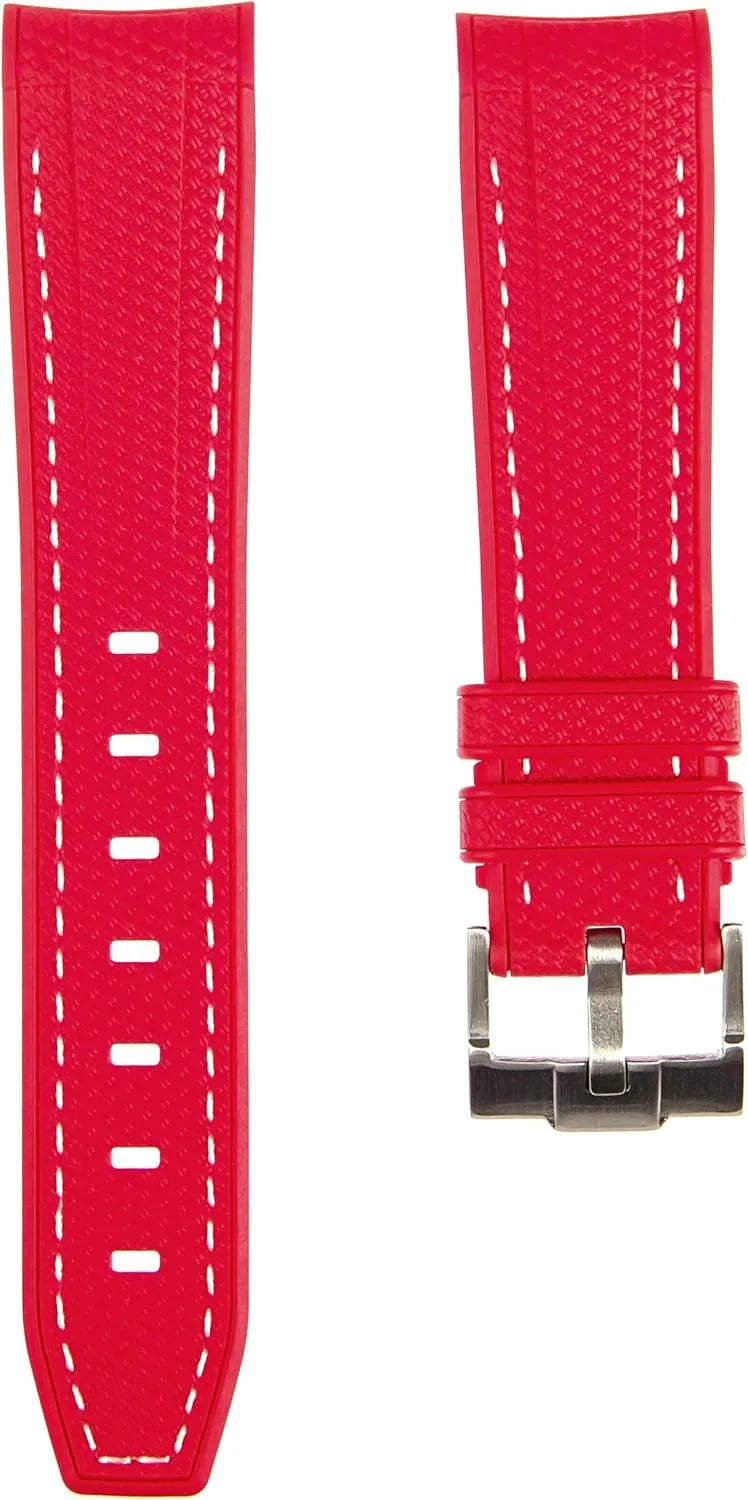 Sports & Dive Watches Textured Curved End Premium Silicone Rubber Watch cabinetmaker subjugate Strap - Compatible with Omega Swatch Moonwatch, Tudor Black Bay, Rolex- 20mm - Curve Replacement Watch Band for Men & Women - For 