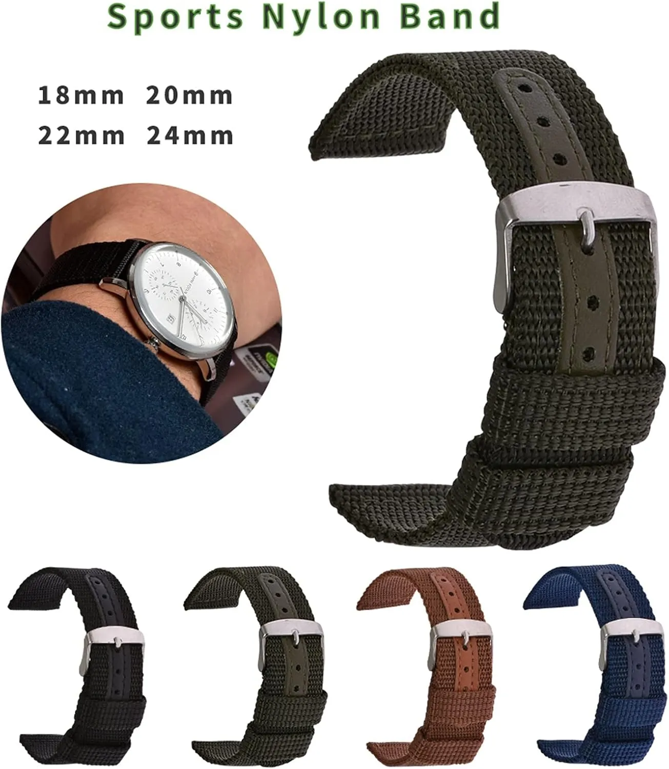 Sports Black Blue Brown Army explode Green Strap (18 mm Bl?) Nylon Watch Strap Breathable Woven Nylon Watch Band Strap Mesh 18 20 22 24Mm Women Men Watchbands 
