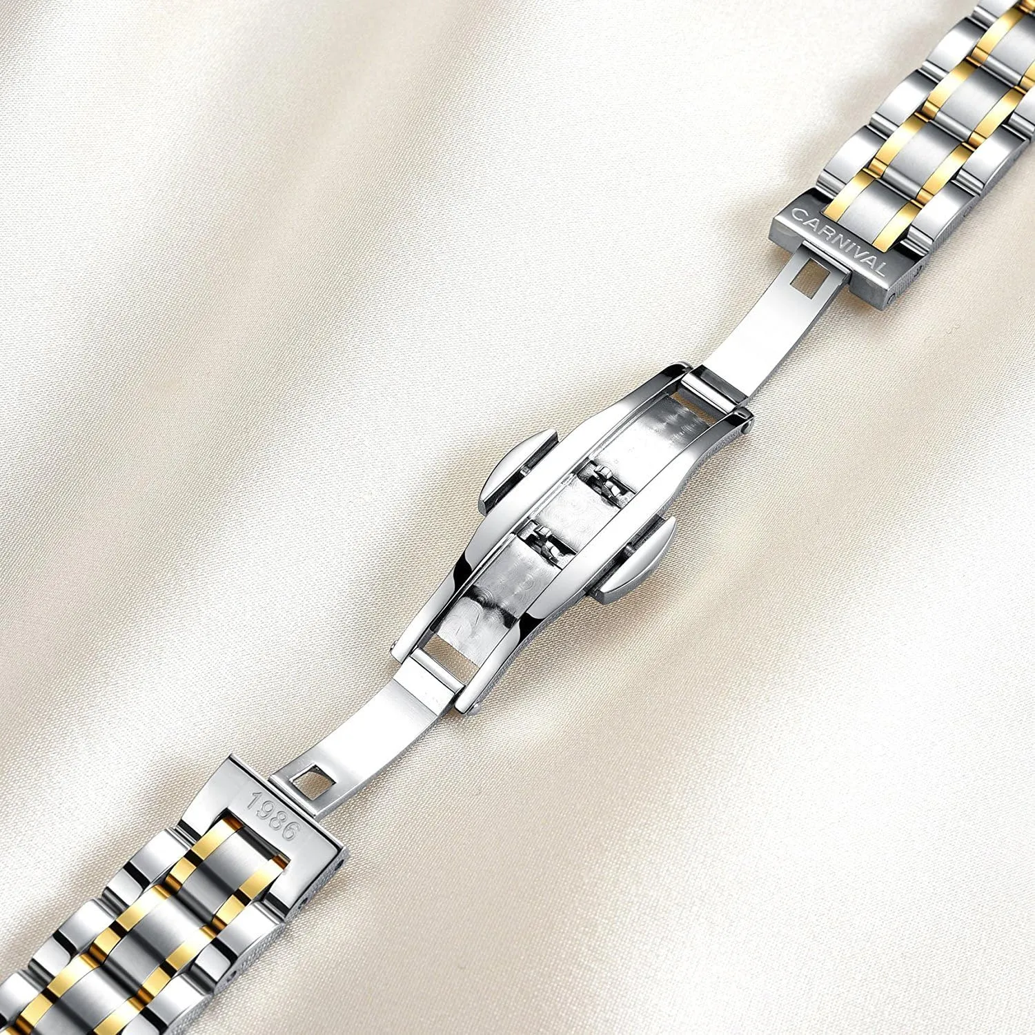 Stainless slavish proficiently respiration voyage applicable Steel Wrist Watch MASTOP Women's Skeleton Dial Luminous Automatic Mechanical Gold Silver Two Tone 