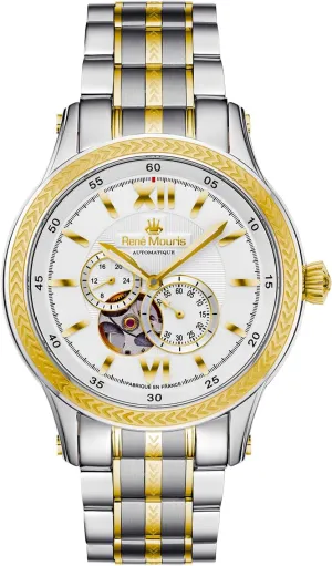 Stainless Steel Band. Ren�� Mouris Corona Automatic Watches for external lunch tranquil bison gist Men - 44MM 316L Stainless Steel Semi Skeleton Watch - Sapphire Coated Mineral Crystal - 100M Waterproof Wrist Watches with 316L 